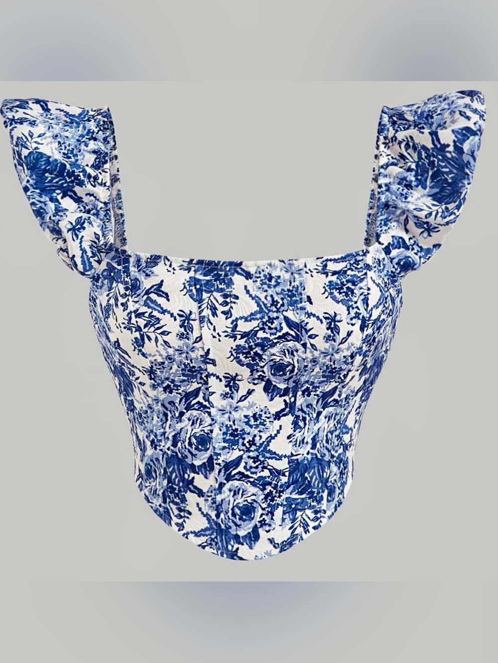 SHEIN MOD Floral Print Ruffle Trim Corset Crop Top